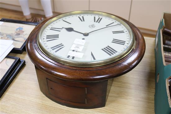 A Victorian mahogany circular dial eight day wall timepiece with later RAF insignia diameter 46cm